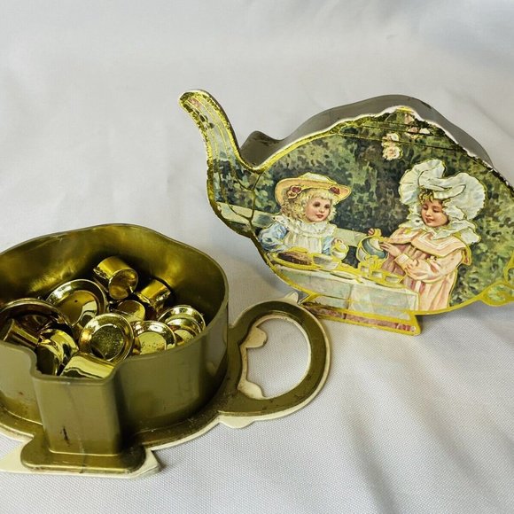 Vintage Miniature 20 Piece Toy Tea Pot Set Box PUSS TO TEA Shackman 6-Setting - Picture 6 of 11